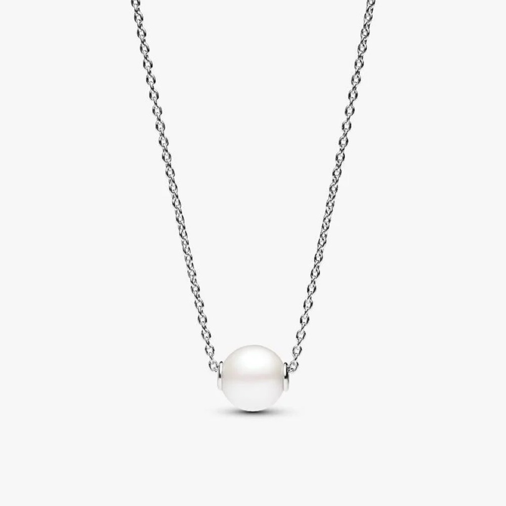 Pandora Silver Necklace with White Pearl